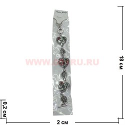 Браслет с камнями серебристый (M-100) сердечком цена за упаковку из 12шт - фото 101159