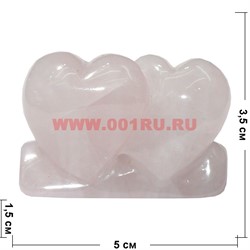 Сердце двойное из розового кварца малое - фото 113213