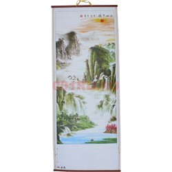 Панно из рисовой бумаги 77x30 см «Горы и река» (W-612) - фото 117245