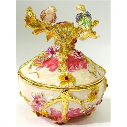 Металлическая шкатулка (1530) «Голуби» со стразами - фото 138104