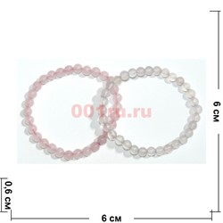 Браслет из розового кварца 6 мм круглый - фото 138501