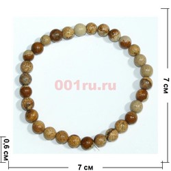 Браслет из яшмы круглый коричневый 6 мм - фото 138544