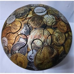 Музыкальный инструмент глюкофон с рисунком монет диаметр 23 см - фото 156395