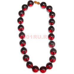 Бусы из янтаря красного цвета 20 мм круглые 55 см - фото 157014