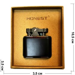 Зажигалка Honest бензиновая металл в подарочной коробочке - фото 162449