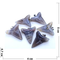 Подвеска для кулона «трилистник» из серого халцедона - фото 166635