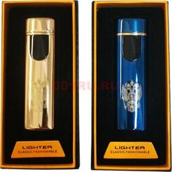 Зажигалка разрядная USB герб России и СССР металл (DH-55) - фото 173506