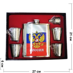 Набор подарочный Россия (D-1902) с флягой 18 унций и 4 стаканчика - фото 175823