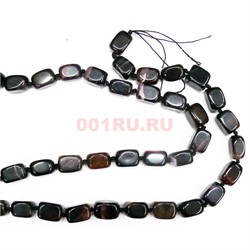Бусины на нитке 20 шт из черного агата прямоугольные 37 см - фото 176808
