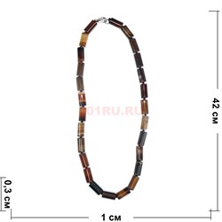 Бусы из соколиного глаза 1,5x0,5 см цилиндр 45 см - фото 180190