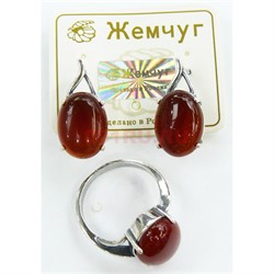 Набор 2-в-1 сережки и кольцо (П-318) из сердолика - фото 181774