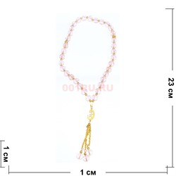 Четки мусульманские 33 бусины граненые (CK-1529) из стекла розового 23 см - фото 183859