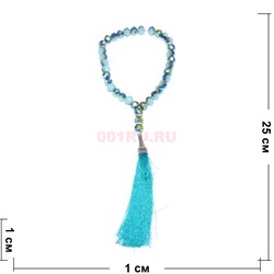 Четки мусульманские 33 бусины (CK-648) синие граненые 25 см - фото 183903