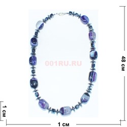 Бусы из агата (размер бусины 1,2x1,4 см) фиолетового 48 см - фото 186398