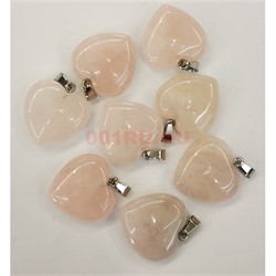Сердце подвеска 2,5x2,5 см из розового кварца (цена за 1 шт) - фото 202574