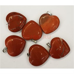 Сердце подвеска 2,5x2,5 см из красной яшмы (цена за 1 шт) - фото 202584