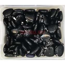 Сердце подвеска 2,5x2,5 см из черного агата (цена за 1 шт) - фото 202594