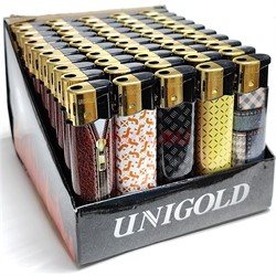 Зажигалка дешевая Unigold «рисунки узоры» пьезо 50 шт/упаковка - фото 204855