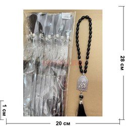 Четки христианские с иконой (2220-C) овальная черная бусина 12 шт/упаковка - фото 205290