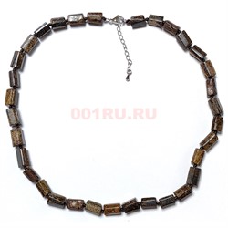 Бусы из бронзита 45 см граненый цилиндрик - фото 205898