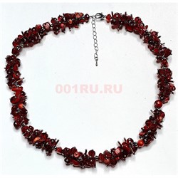 Бусы ежик из красного коралла 45 см + бусины циркона - фото 206357