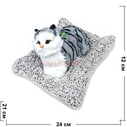 Игрушка мягкая Кошка на подстилке мяукает 12 шт/упаковка - фото 217733