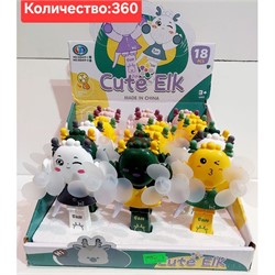 Вентилятор ручной двойной (3395) Cute Elk 18 шт/упаковка - фото 219329