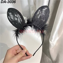 Ободок черный (DA-3036) с ушками 12 шт/упаковка - фото 221088
