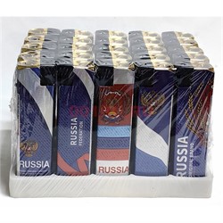 Зажигалка газовая турбо Russia 50 шт/упаковка - фото 224574