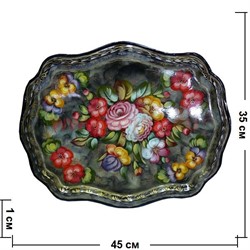 Поднос жостовский "Цветы" ручная роспись большой - фото 48104