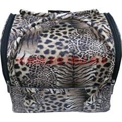 Шкатулка-сумка автомат 3-ярусная леопардовая 28*23*30 - фото 49834