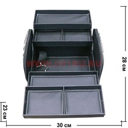 Шкатулка-сумка автомат 3-ярусная леопардовая 28*23*30 - фото 49835