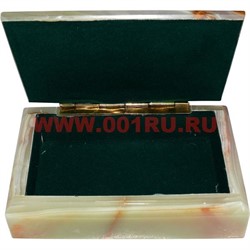 Шкатулка из оникса 13 см длина 4х6 дюймов в картонной коробочке - фото 56031