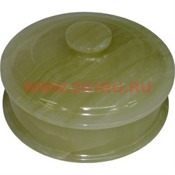 Шкатулка из оникса круглая с крышкой (10 см диаметр) - фото 56035