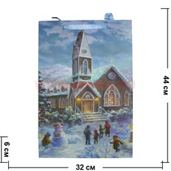 Пакет подарочный новогодний с блестками 32х44см (6230), цена за 20 шт - фото 59878