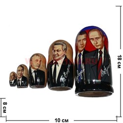 Матрешка 5 президентов: Путин-Медведев, Ельцин, Горбачёв, Брежнев, Хрущев - фото 64942