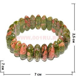 Браслет из яшмы (унакита) "половинки овалов гладкие" 2,5 см высота - фото 78771