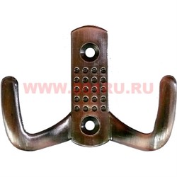 Крючок мебельный двухрожковый (10) цвет медь 100 шт/упаковка - фото 81116