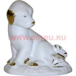 Белый фарфор Щенок с бабочкой 8.5 см (96 шт/кор) символ 2018 года - фото 81730