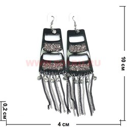 Серьги (H-3) трапеции черные цена за упаковку из 12 пар - фото 82081