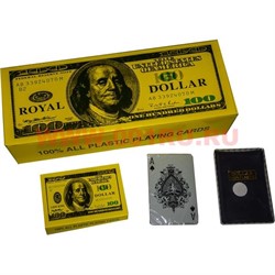 Карты игральные 100% пластик 54 карт 100$ 12 колод/упаковка - фото 89541