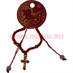 Браслет «красная нитка + крестик» цена за 12 шт - фото 91706