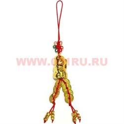 Подвеска Фэншуй "кот манэки золотой с монетами" 10 шт/связка - фото 94028