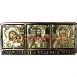 Амулет на липучке под золото "триптих" 50 шт/уп - фото 94690