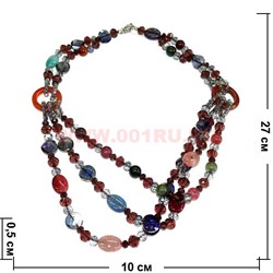 Бусы из агата 55-58см сине-коричневые - фото 96522