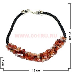 Бусы из натур.камня на кожаном ремешке 45 см сердолик - фото 96953