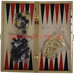 Шахматы и нарды 2-в-1 деревянные 25х25 см 120 шт/кор - фото 96962