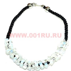 Бусы из натур.камня на кожаном ремешке 45 см лунный камень - фото 96976