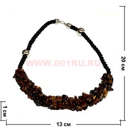 Бусы из натур.камня на кожаном ремешке 45 см тигровый глаз - фото 97142