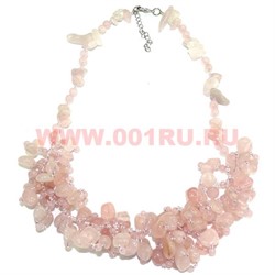 Бусы из натур.камня 45-48 см розовый кварц - фото 97279